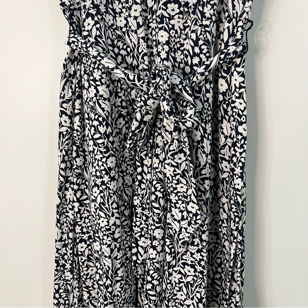 BODEN US 2R Trim Detail Jersey Midi Dress navy blue floral 0521 - Picture 4 of 15